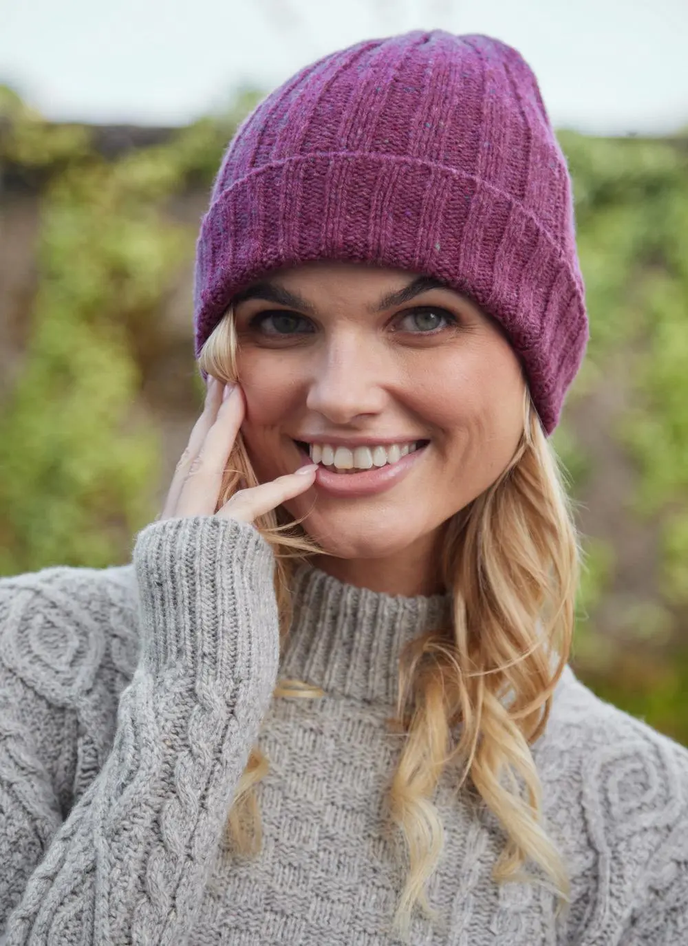 Wool Cashmere Tweed Ribbed beanie